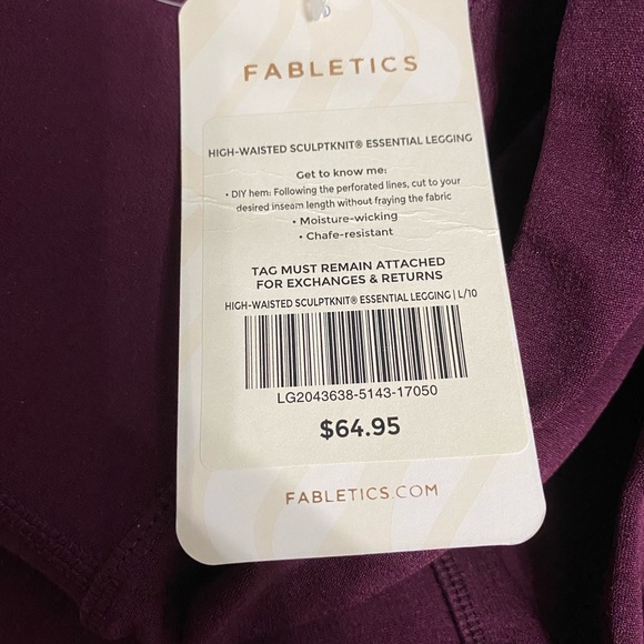 NWT Fabletics High-Waisted Sculpknit Essential Leggings Plum Women SZ L - Picture 5 of 6
